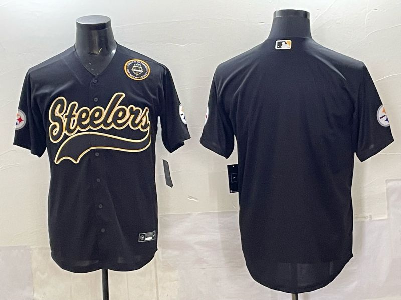 Men 2025 Nike Pittsburgh Steelers Blank Black Joint Name  Limited NFL Jersey style 046